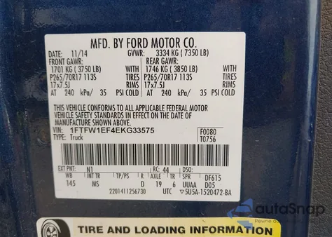2014 Ford F-150 Xlt from USA, damaged, VIN 1FTFW1EF4EKG33575